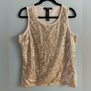 89th & Madison Gold Sequin Sleeveless top Size L